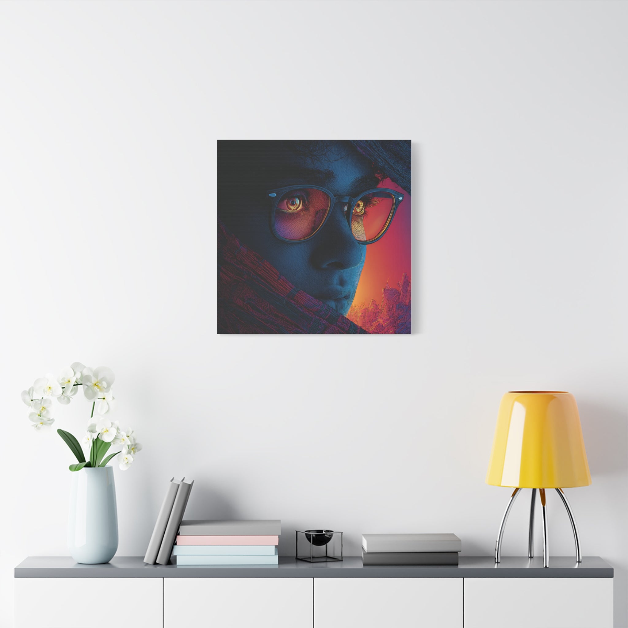 Gaze Matte Canvas Print — Surreal Portrait Wall Art