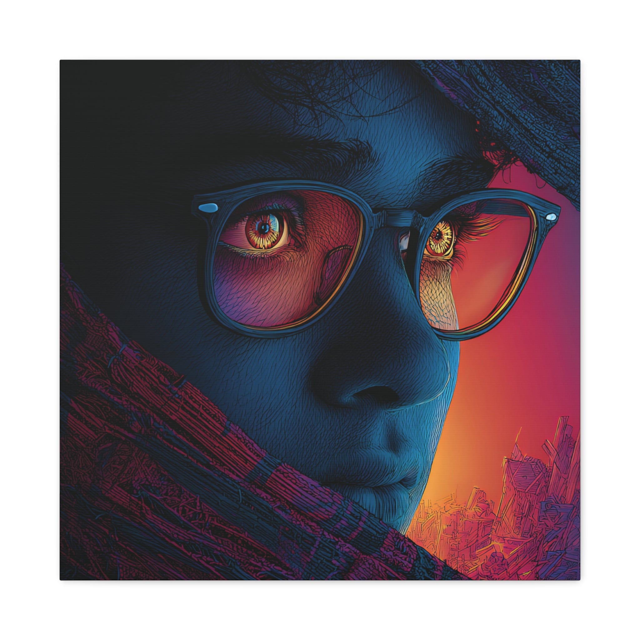 Gaze Matte Canvas Print — Surreal Portrait Wall Art