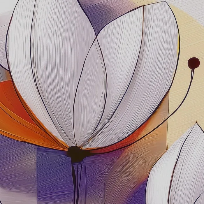 Detail: twin lilac blooms with an orange heart