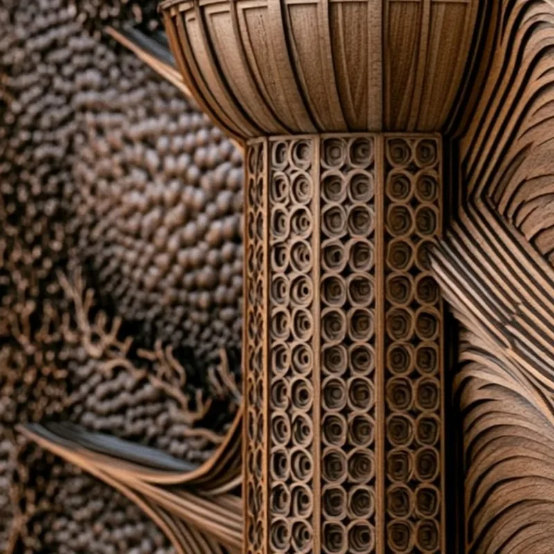 The Minaret Relief close up, near print size: bronze rosettes and rows of beads
