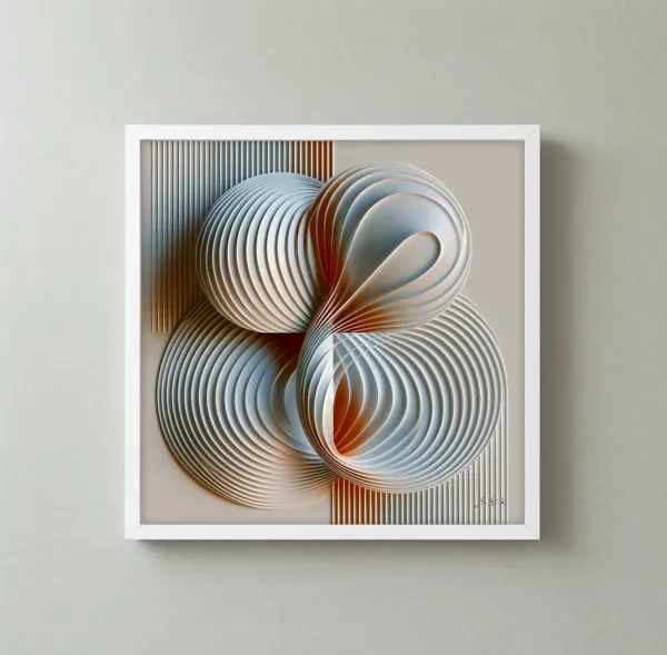 ba-0005-quiet-ribbons-framed-3-thin-closeup-white-v5 Quiet Ribbons by Bassem, framed print on a wall