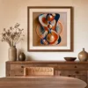 ba-0007-amber-vessel-print-2-room-dining-walnut-v4 Amber Vessel by Bassem, art print shown framed on a wall