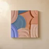Peach and Teal Arcs by Bassem, canvas on a wall