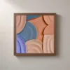 ba-0009-peach-and-teal-arcs-framed-2-thin-closeup-walnut-v4 Peach and Teal Arcs by Bassem, framed print on a wall