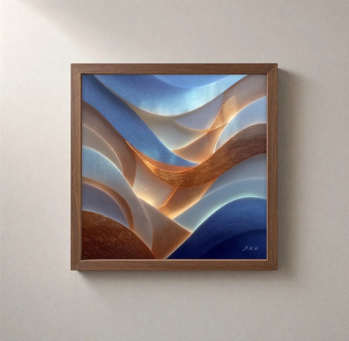 Copper Tide by Bassem, framed print on a wall