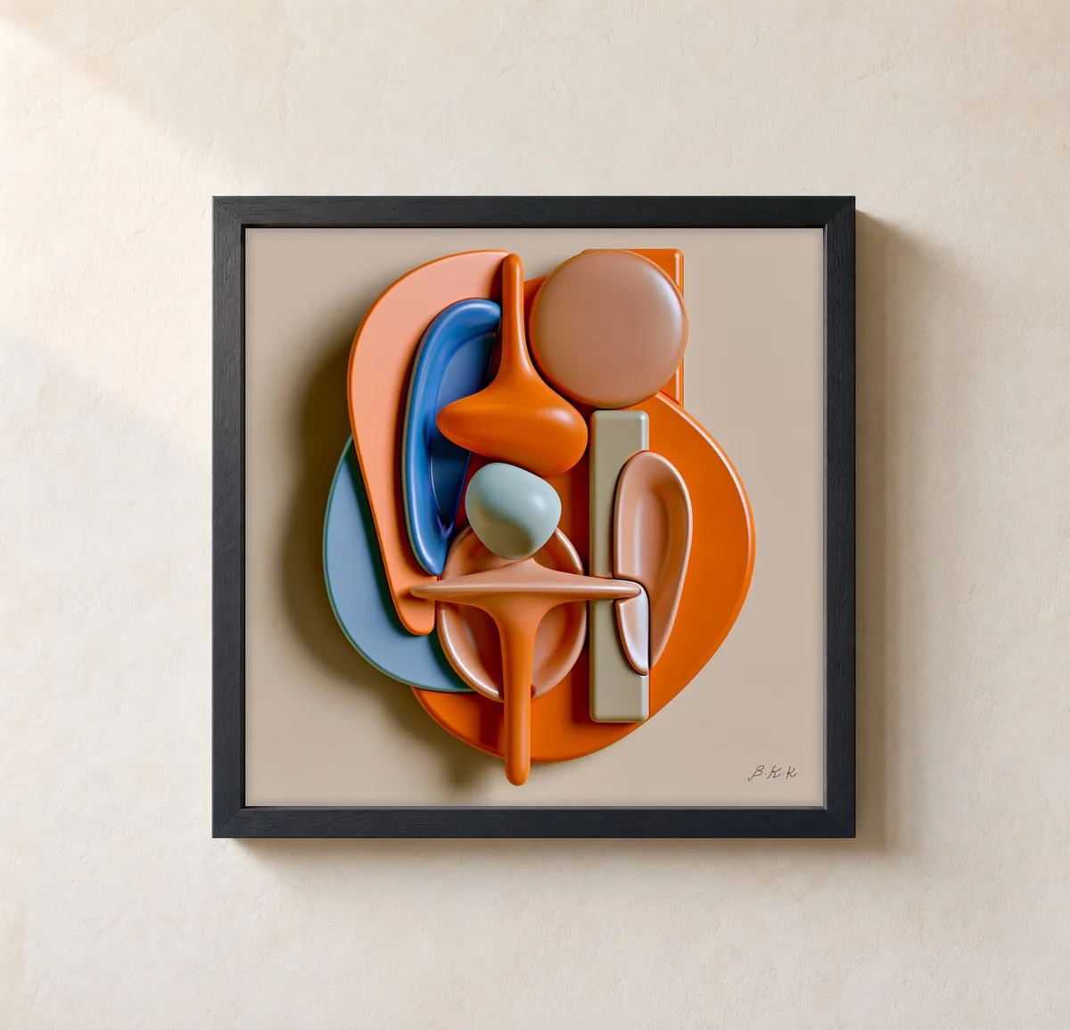 ba-0012-tangerine-assembly-framed-1-thin-closeup-black-v4 Tangerine Assembly by Bassem, framed print on a wall