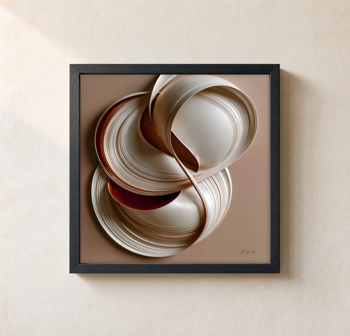 Ivory Loop by Bassem, framed print on a wall
