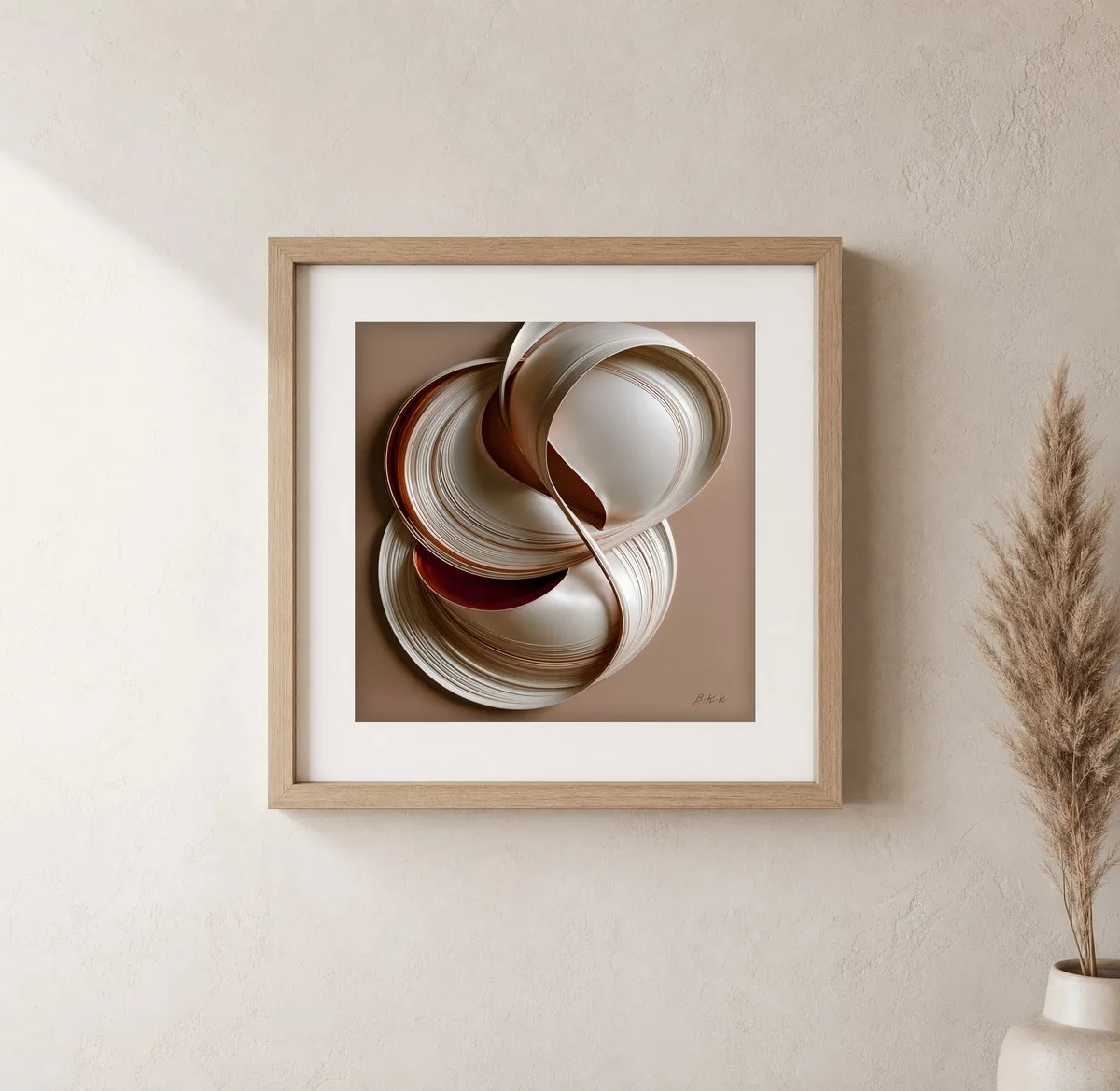 Ivory Loop by Bassem, art print shown framed on a wall