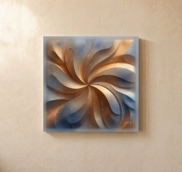 Golden Pinwheel by Bassem, canvas on a wall