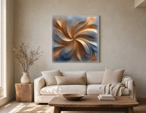 Golden Pinwheel by Bassem, canvas on a wall