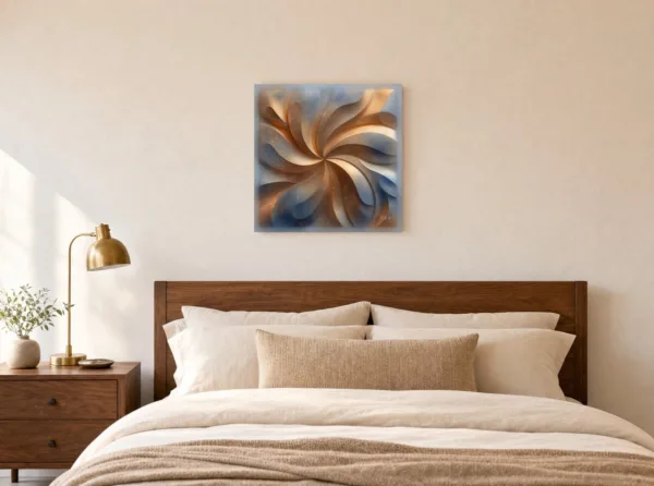 Golden Pinwheel by Bassem, canvas on a wall