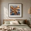 Golden Pinwheel by Bassem, art print shown framed on a wall