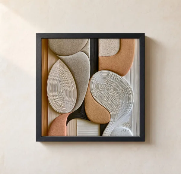 ba-0021-combed-stone-swirls-framed-1-thin-closeup-black-v4 Combed Stone Swirls by Bassem, framed print on a wall