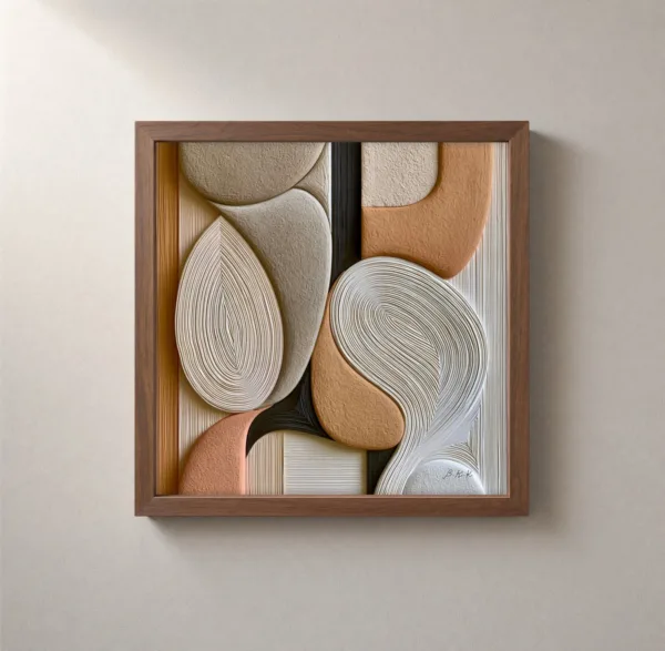 ba-0021-combed-stone-swirls-framed-2-thin-closeup-walnut-v4 Combed Stone Swirls by Bassem, framed print on a wall