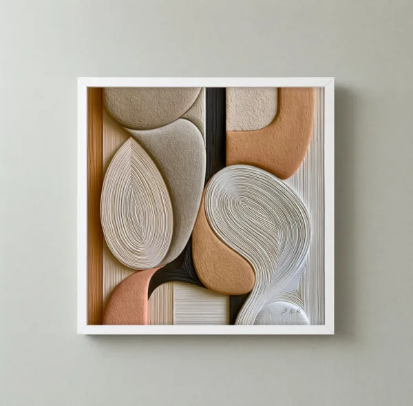 ba-0021-combed-stone-swirls-framed-3-thin-closeup-white-v4 Combed Stone Swirls by Bassem, framed print on a wall
