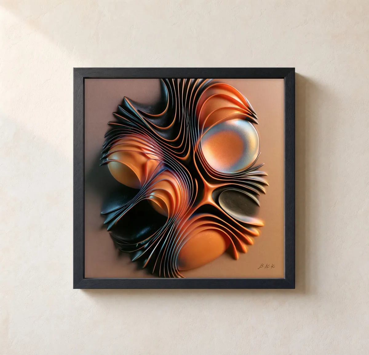Ember Bloom by Bassem, framed print on a wall