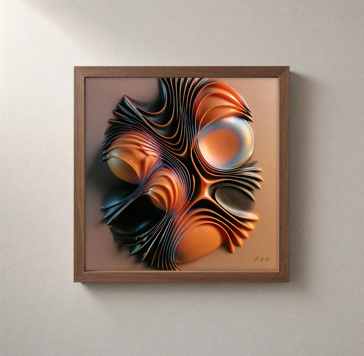 Ember Bloom by Bassem, framed print on a wall