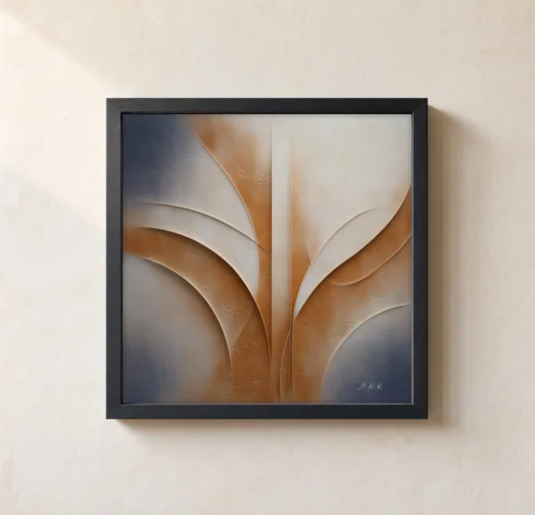 Rust Leaf Relief by Bassem, framed print on a wall