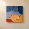 ba-0025-ochre-and-blue-fans-canvas-1-canvas-closeup-limewash-v4 Ochre and Blue Fans by Bassem, canvas on a wall