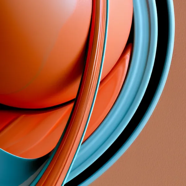 Coral and Aqua Form by Bassem, detail at close range