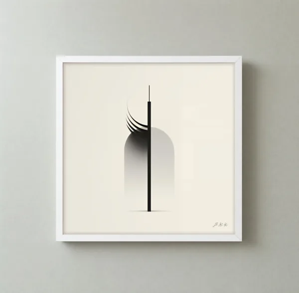The Quiet Spire by Bassem, framed print on a wall
