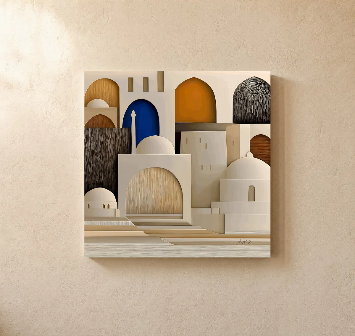 Town of Painted Arches by Bassem, canvas on a wall