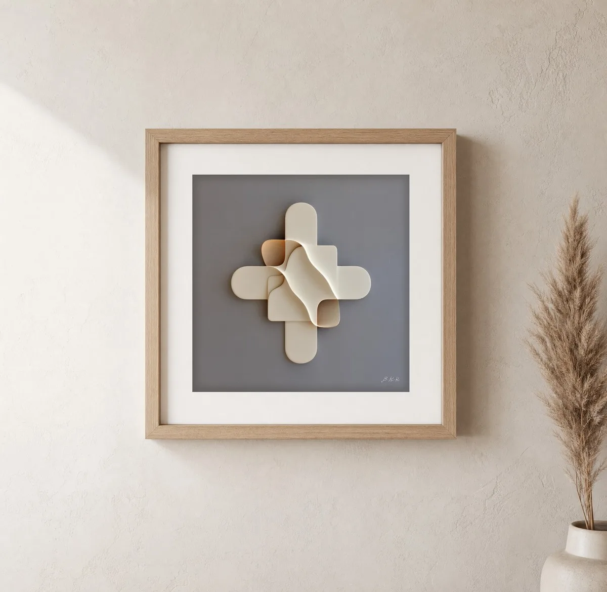 The Cream Fold by Bassem, art print shown framed on a wall