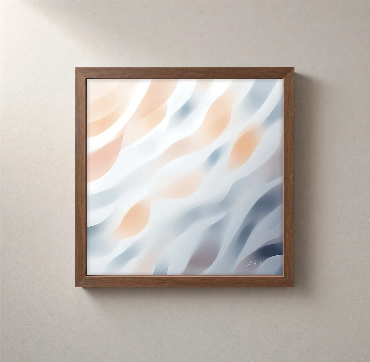 Peach and Mist by Bassem, framed print on a wall
