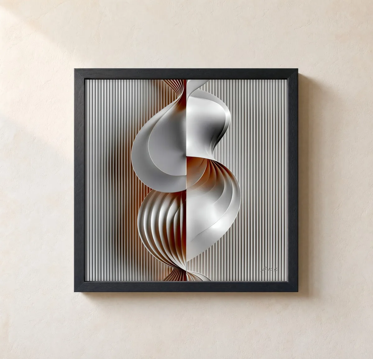 The Fluted Twist by Bassem, framed print on a wall