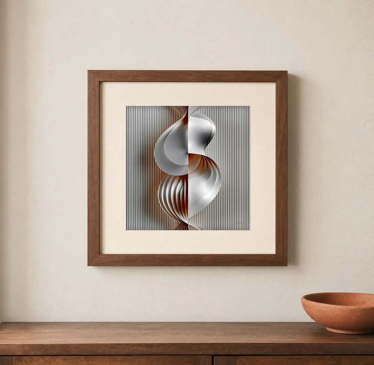 The Fluted Twist by Bassem, art print shown framed on a wall