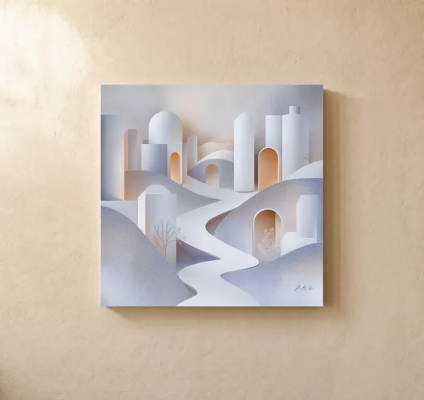 Winding White Path by Bassem, canvas on a wall