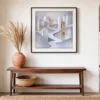 ba-0037-winding-white-path-print-3-room-entryway-black-v6 Winding White Path by Bassem, art print shown framed on a wall
