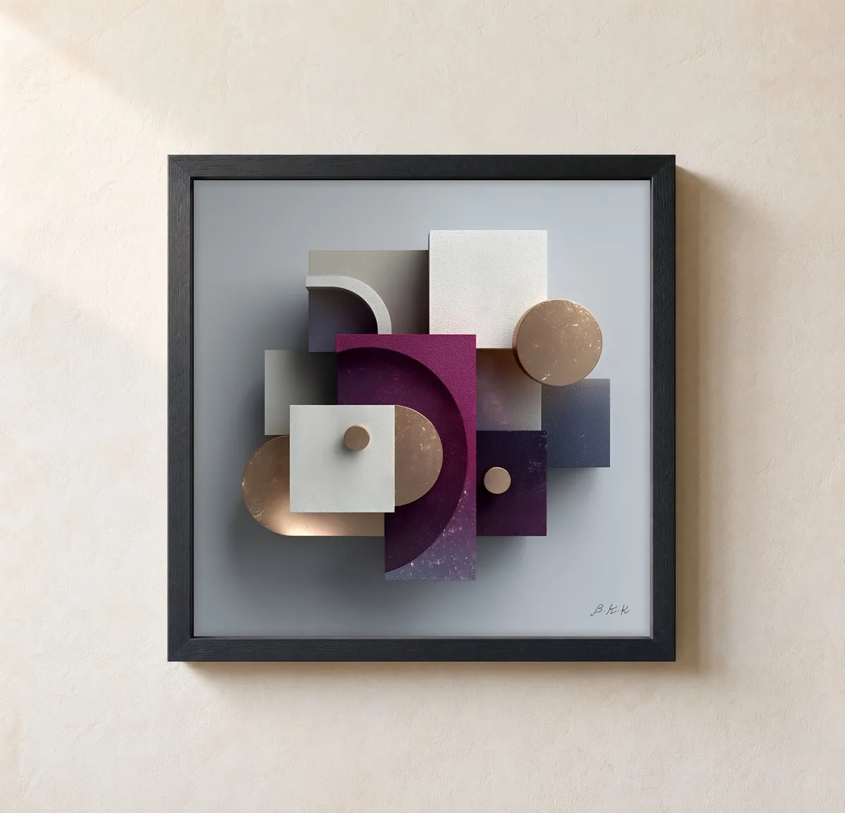 Plum and Bronze by Bassem, framed print on a wall