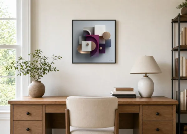 Plum and Bronze by Bassem, framed print on a wall