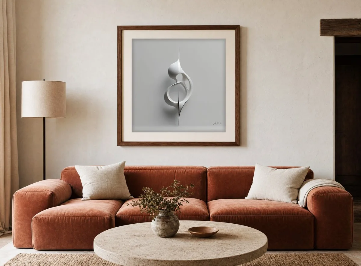 The Suspended Loop by Bassem, art print shown framed on a wall