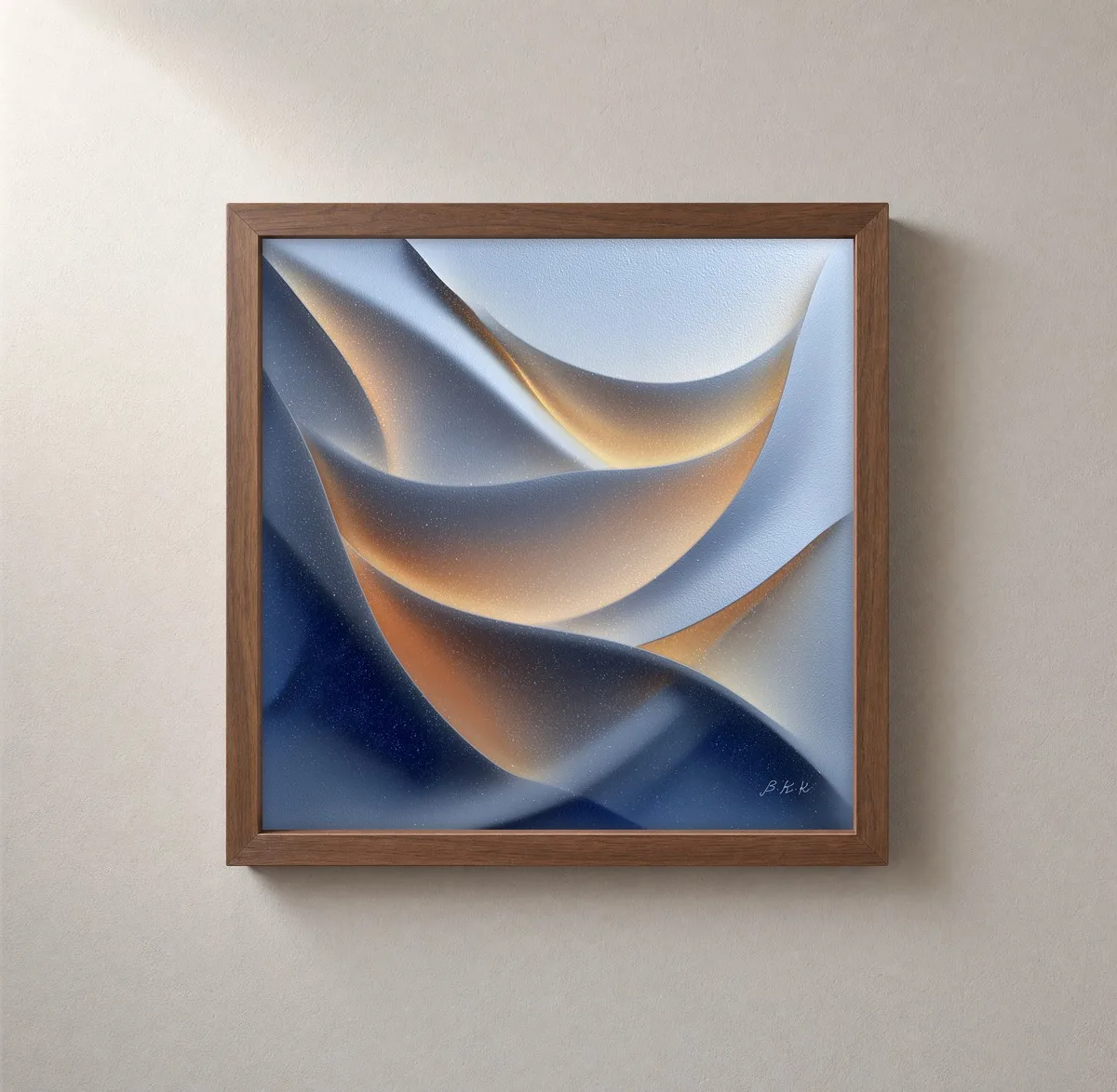 Amber Beneath Blue by Bassem, framed print on a wall