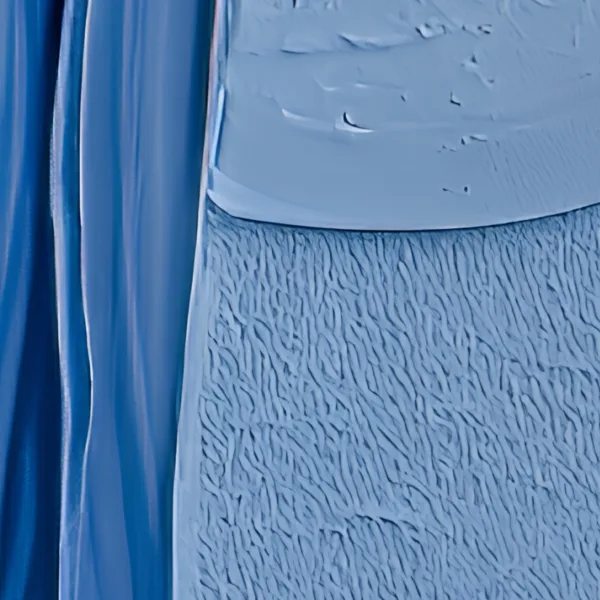 Blue and Clay Panels by Bassem, detail at close range