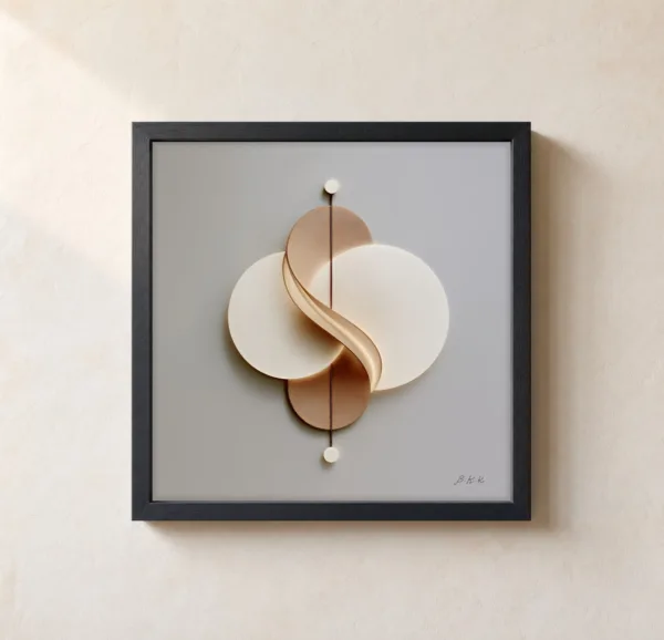 Circles in Balance by Bassem, framed print on a wall