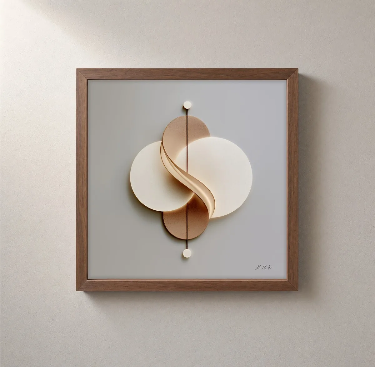 Circles in Balance by Bassem, framed print on a wall