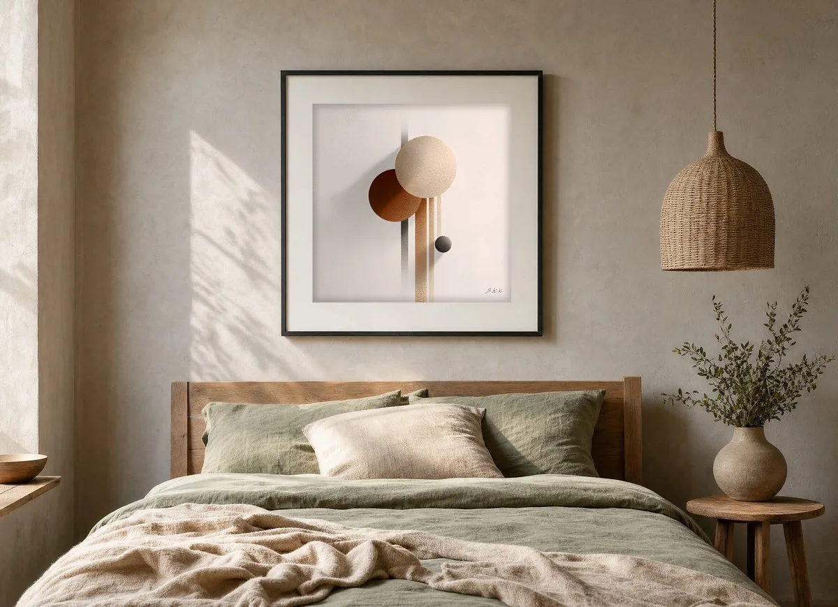 Sand and Rust by Bassem, art print shown framed on a wall