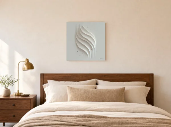 Layered White Waves by Bassem, canvas on a wall