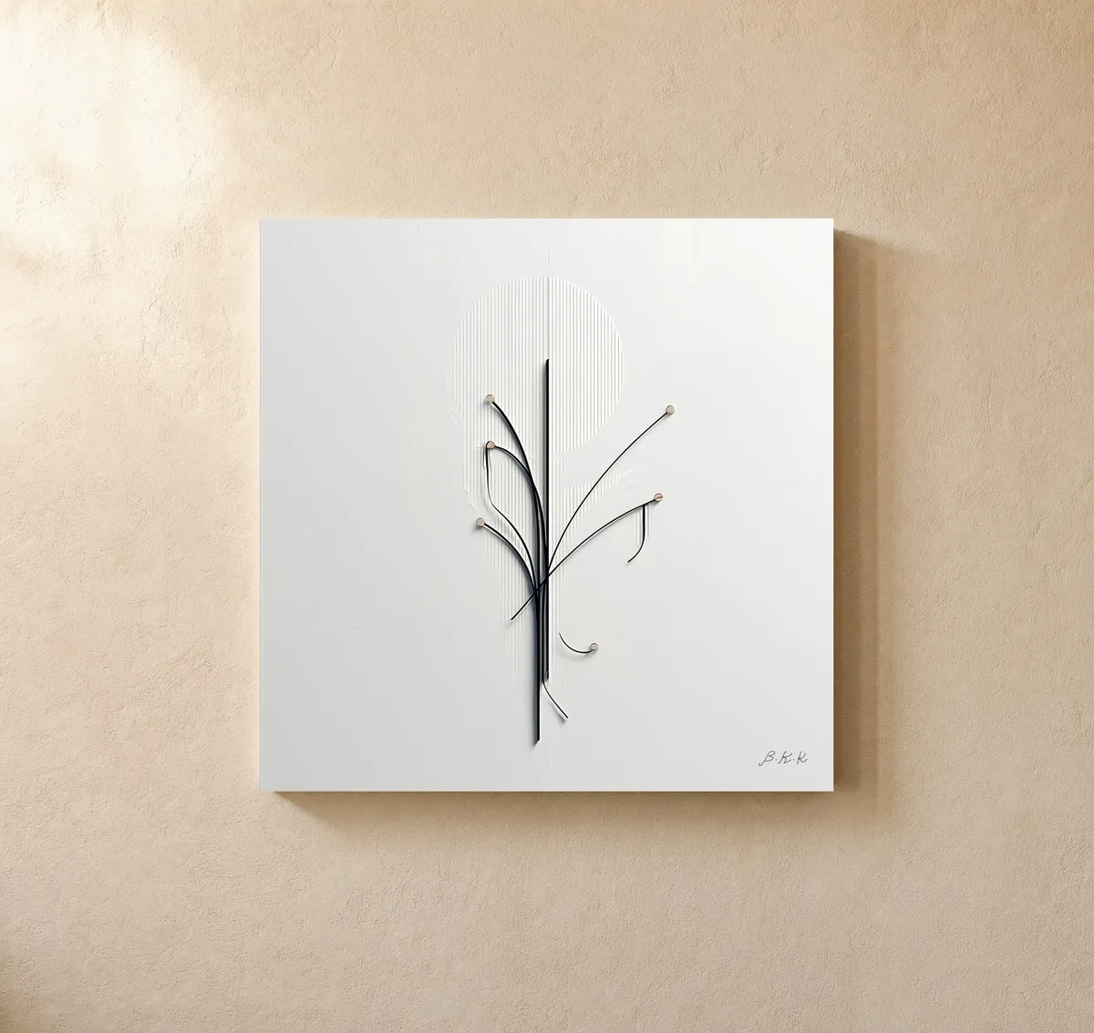 Thin Stems in White by Bassem, canvas on a wall