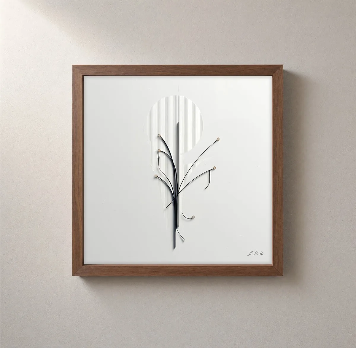 Thin Stems in White by Bassem, framed print on a wall