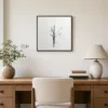 Thin Stems in White by Bassem, framed print on a wall