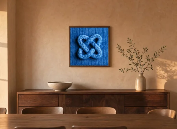 Cobalt Rope Knot by Bassem, framed print on a wall
