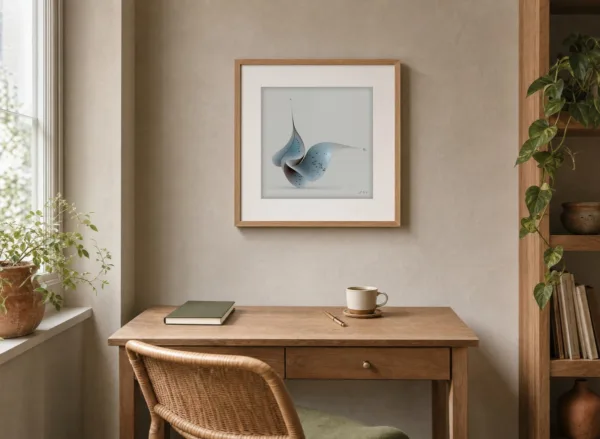Speckled Drift by Bassem, art print shown framed on a wall