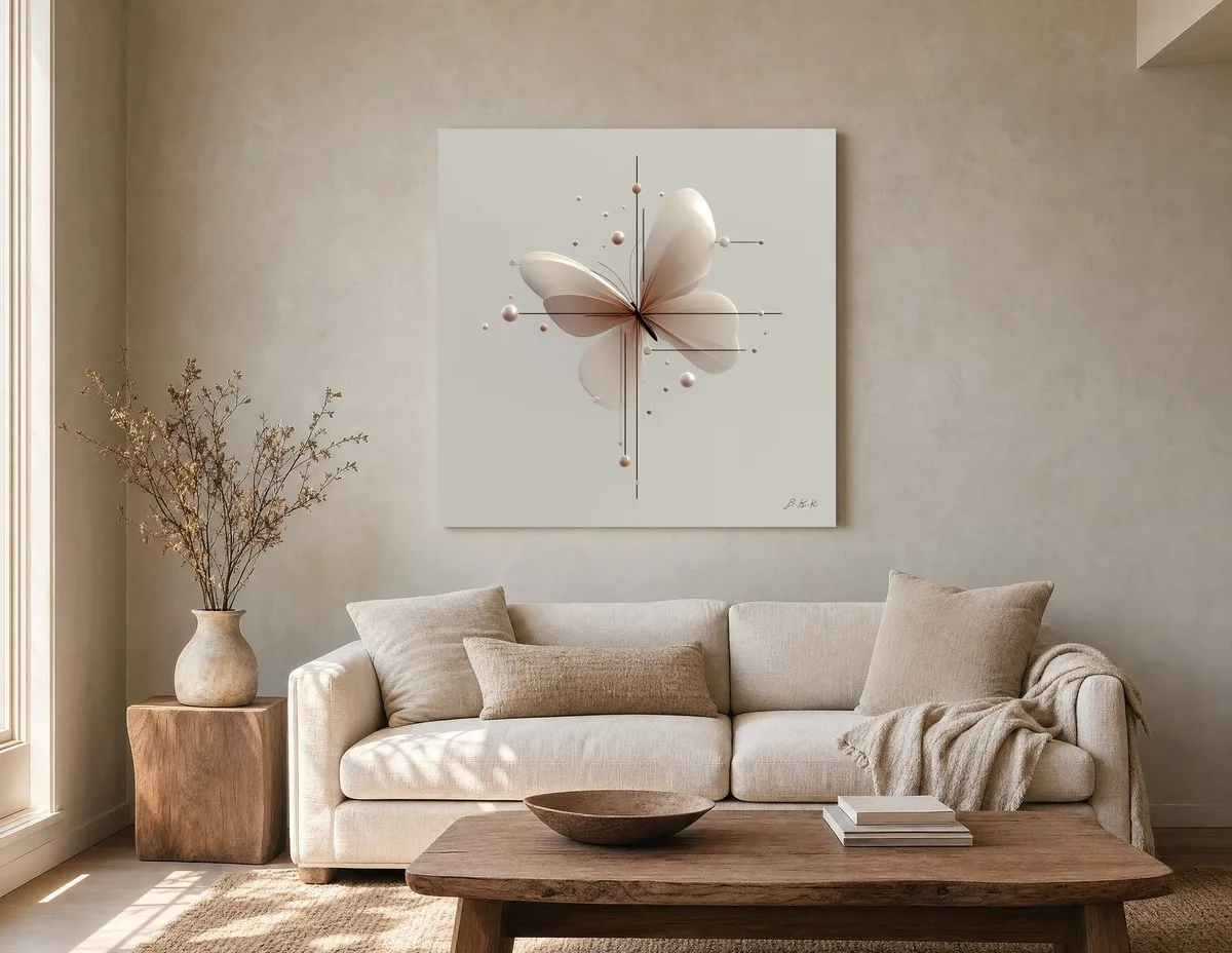 Pearl Butterfly by Bassem, canvas on a wall
