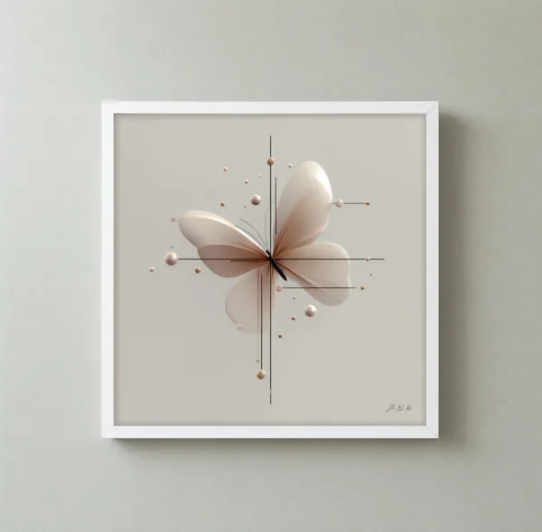 Pearl Butterfly by Bassem, framed print on a wall