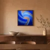 Cobalt Whirl by Bassem, framed print on a wall