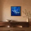Sapphire Peony by Bassem, framed print on a wall